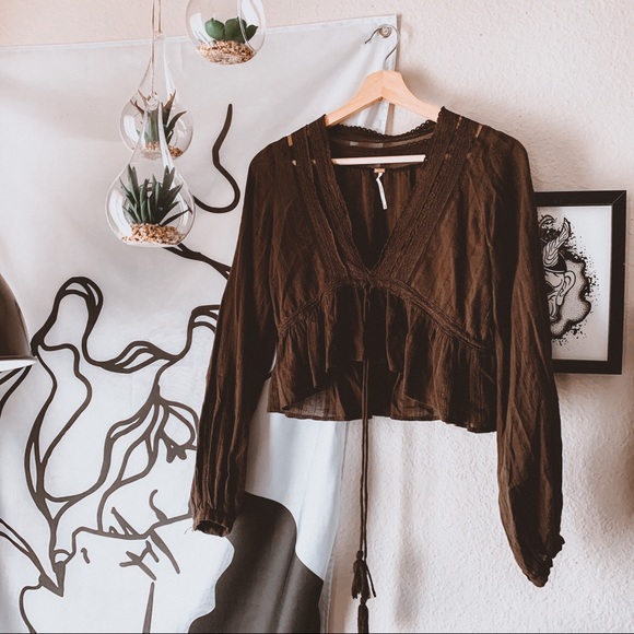 Free People Tops - Free People Boho Tie Front Crop Top